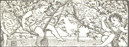 Decorative graphic of children in garden