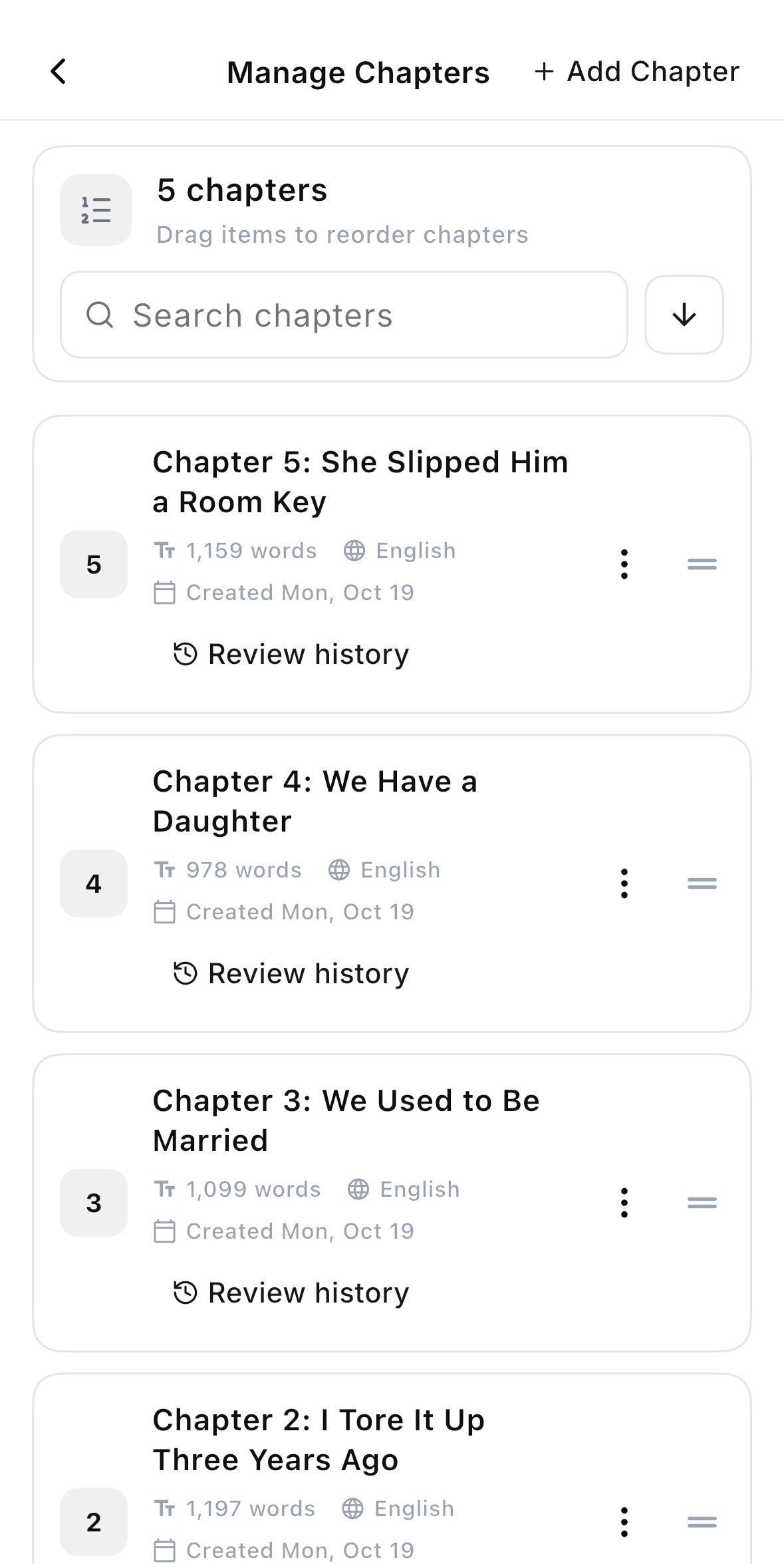 Manage chapters